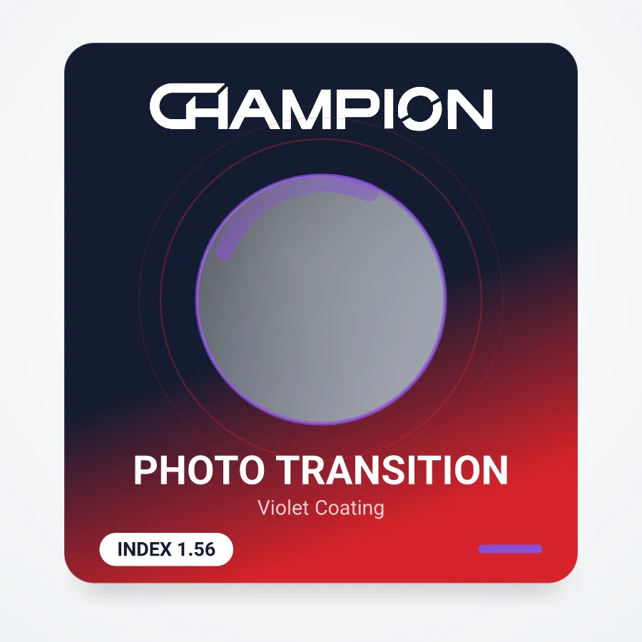 عدسی CHAMPION ۱٫۵۶ فتو ترانزیشن خاکستری پوشش بنفش