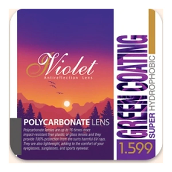 عدسی VIOLET ۱٫۵۹۹ پلی‌کربنات نشکن آنتی‌رفلکس سبز