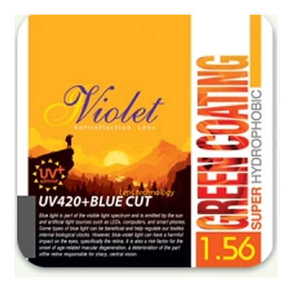 عدسی VIOLET ۱٫۵۶ بلوکات UV420 آنتی‌رفلکس سبز