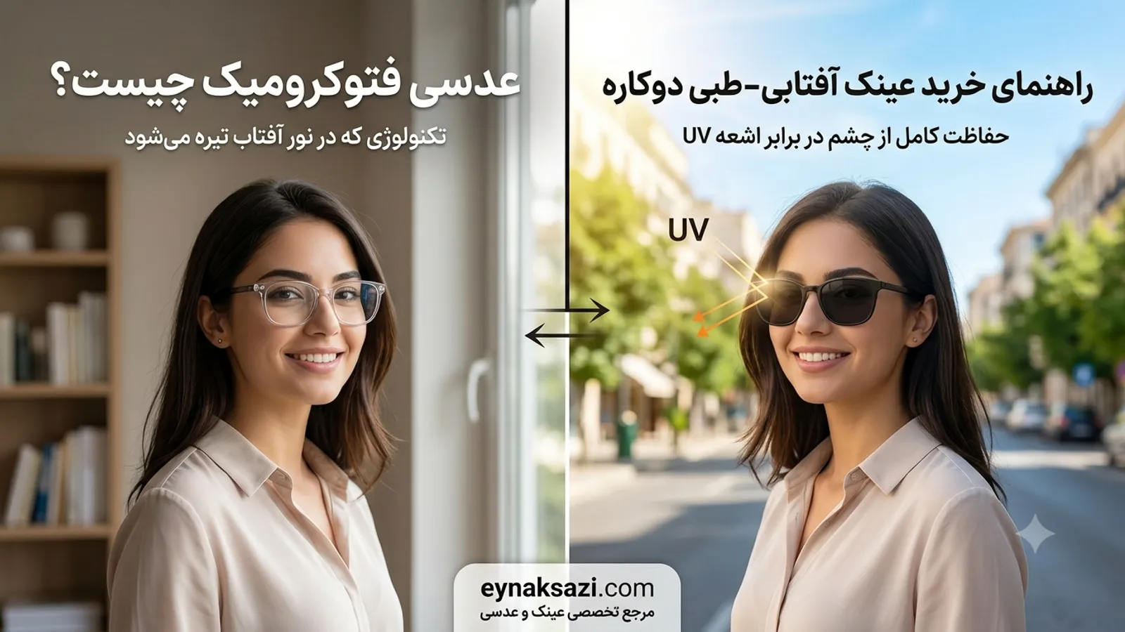 عدسی فتوکرومیک چیست؟ راهنمای خرید عینک آفتابی-طبی دوکاره