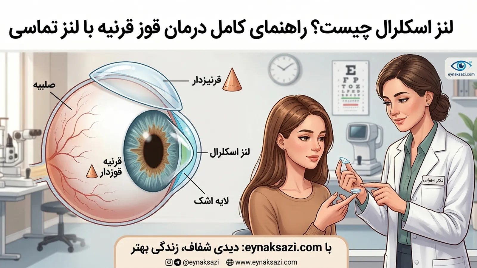 لنز اسکلرال چیست؟ راهنمای کامل درمان قوز قرنیه با لنز تماسی